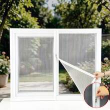 1pc White Fiberglass Mosquito Net, Self-Adhesive No Drill Invisible Anti-Cat Scratch Window Screen, Hook And Loop Home Use Curtain - White - View 3