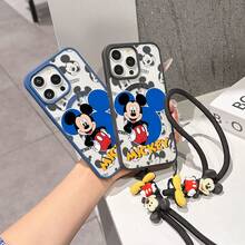 This Disney Mickey Mouse Pattern Lanyard Phone Case Features A Strong Magnetic Closure And Full Coverage Of Acrylic And TPU Material. It's Shockproof, Lightweight, And Suitable For IPhone17/16/11/13/15/15 Plus/15 Pro/15 Pro Max/12/14 Pro Max/11 Pro Max/12 Pro/12 Pro Max/13. It's A Popular Birthday Gift, Business Gift, Durable, Stain-Resistant, And Fingerprint-Resistant New Phone Case For Men And Women. It Also Includes A Mickey Mouse Phone Case And Mickey Mouse Doll Bracelet. Compatible With SamsungGalaxy S20, S21, S22, S23, And S24 Series. It's The Perfect Gift For Friends And Family. This Stylish Phone Case Is Fun, Lightweight, And Durable. IPhone17 Pro Max Phone Case, Minnie Phone Case. - 粉色 - 查看 8