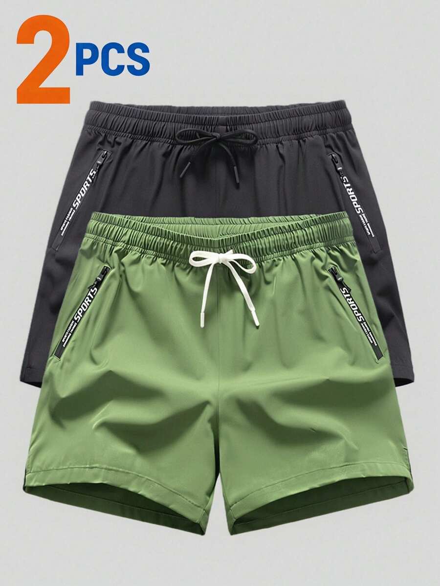 2pcs Men's Sports Shorts, Summer Fitness Hiking Running Shorts, Lightweight Versatile Casual Beach Shorts, Multiple Colors Available, Suitable For Daily Workout, Running, Outdoor Wear - Multicolor - View 1