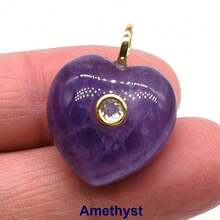 Colgantes de piedras naturales con forma de corazón de 20 mm con circonita, piedras naturales de amazonita, amatista, lapislázuli y ojo de tigre para hacer joyas, collares, pendientes y accesorios DIY - Piedra - Ver 15