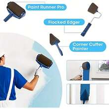 [6pcs Paint Roller Set] 6pcs Innovative Paint Roller Set, Multi-Functional Home Commercial Paint Set With Paint Filling Roller, Angle Cutter, Easy-To-Dump Pot And Extension Rod- Drip-Free Inner And Outer Paint Smear Tool, Plastic - Blue (6-piece Set) - View 8