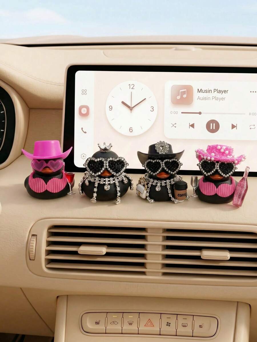 Décoration de voiture en forme de canard, décoration de voiture multicolore, ornement de console centrale de voiture, accessoire de voiture, style loisirs et vacances, décoration de moto et de vélo, cadeau de fête, accessoires de voiture, décoration de fête - A - Voir 1