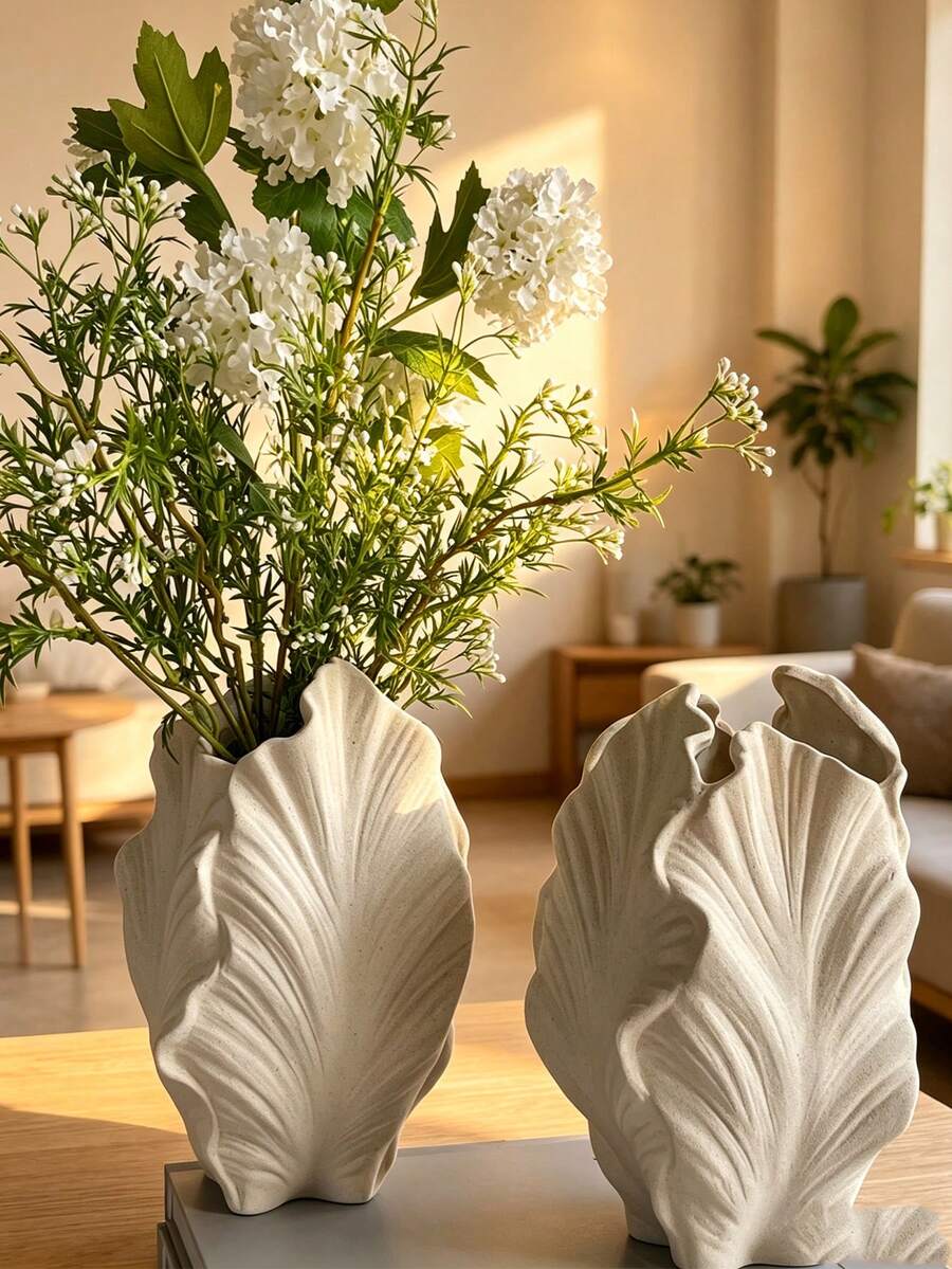 1件現代極簡創意樹脂花瓶裝飾，適用客廳玄關電視櫃、辦公桌居家裝飾花盆，奢華高端藝術花盆，侘寂風咖啡桌電視櫃裝飾