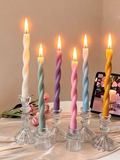 4/3/2pcs/10 Inch Spiral Fried Dough Twists Long Rod Incense Candle, Special Fragrance In Spring And Summer, Made Of Soybean Wax, Available In White, Blue, Green And Other Colors. Wedding Decorations, Party Table Decorations, And Candle Decorations On The Dining Table. A Gift For Friends, Suitable For Any Occasion: Birthday Decoration, Mother's Day, Father's Day, Anniversary Gift