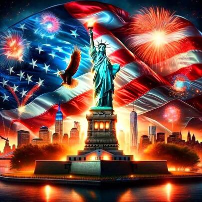 1件装DIY 5D钻石画套装，自由女神像主题，独立日主题，适合成人初学者，DIY马赛克钻石艺术，全钻手工制作，适用于客厅、卧室、办公室墙面装饰，送给家人和朋友的惊喜礼物，无框。[30*30厘米/11.8*11.8英寸] [40*40厘米/15.7*15.7英寸]