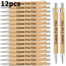 60pcs/36pcs/12pcs Customizable Bamboo Ballpoint Pens, Smooth Black Ink Writing, Suitable For Birthday, Anniversary, Inspirational Quotes And Special Gifts - Multicolor - View 13