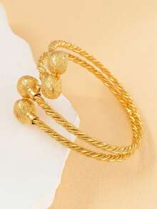 1pc Fashionable Copper 18K Plated Twisted Rope Bracelet For Women, Suitable For Parties, Gatherings, Holidays, And Daily Wear - Gold - View 8