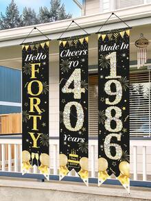 Bộ 3 banner sinh nhật lần thứ 40 phù hợp cho năm sinh 1986, màu đen vàng, số 40 treo cổng, rèm cửa sinh nhật có biển số tuổi, đồ trang trí treo có thể ủi, đồ trang trí sinh nhật, quà tặng sinh nhật, nhiều lựa chọn treo cho hiên nhà, cửa ra vào, sân trong nhà, trang trí tiệc trong nhà/ngoài trời. - 40 tuổi - Xem 7