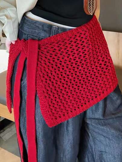 1件装女士腰带，时尚Y2K不对称下摆系带腰饰，可装饰裙子、牛仔裤