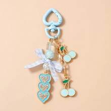 1pc Women's Fashion Fruit Bow Cherry Heart Keychain, Versatile Minimalist Pendant - Multicolor - View 7