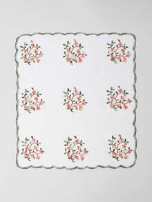 1 pieza Nuevo chal de mujer con bordado de flor de ciruelo en malla, chal con borde floral bordado de encaje vintage, pañuelo versátil - Multicolor - Ver 9