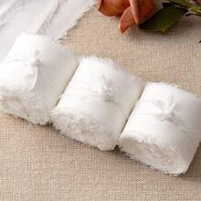 3rolls One Pack,15yard White Chiffon Ribbon, Fringe Fabric Ribbon, Handmade Wedding Bouquets Material, Gift Packaging Materials, Cake Decor Ribbon, Clothing Decor, Wedding Decor, Party Decor, Gift Decor, Bow Decor - White - View 4