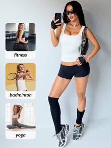 1 pièce Débardeur 4 saisons avec dos en U, 2-en-1 avec sangle porte-gobelet intégrée, débardeur sport décontracté sans dos, polyvalent pour femmes - Blanc - Voir 5