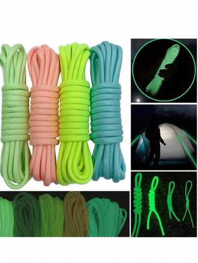 Dây dù/dây lều nhiều màu sắc phát sáng, dài 2m, gồm 7 sợi, rất thích hợp cho các hoạt động ngoài trời như dây cứu hộ khẩn cấp, dây lều ngoài trời, dây xâu hạt và chỉ.