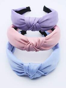 3pcs/Set Women Minimalist Solid Color Fabric Headbands, Versatile Hair Accessories For Daily Use,Festival,Party - Pink, Purple and Blue - View 6