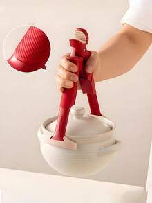 Agarrador de silicona resistente al calor 2 en 1, sujetador de ollas antideslizante para cocinar al vapor, levantar ollas/sartenes, bandejas, apto para horno, estufa, cocina, práctico y versátil - Estilo de clip - Ver 4