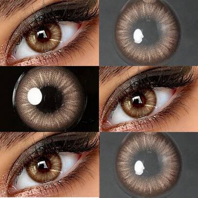  Lalens Natural Brown 1 Pair Half-Year Disposable Small Pupil Lens 3D Real Iris Texture Soft Fit Comfort Iris Pattern Beauty Makeup Eyes Enlargement Colored Contacts Breathable Moisturizing Suitable For Students Daily Wear