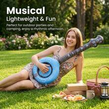 Juguete de banjo inflable, disponible en verde/rojo/azul/amarillo, instrumento inflable con forma realista, estilo hippie retro, adecuado para disfraces de fiesta de música, juegos de roles en vacaciones, decoración de festival de globos inflables, hecho de material de PVC, ligero y plegable, fácil de inflar y desinflar - Color Aleatorio - Ver 2