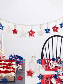 12/24pcs Set Independence Day Patriotic Star Decor - Red, Blue And White Star Ornaments, Ideal For Independence Day Home Decor, Crafts, Vase Fillers, Bowl Decorations And Party Decorations - Multicolor - View 8