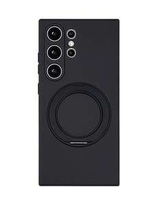 1个磨砂液态硅胶软手机壳 + 360°旋转磁吸指环支架，带短绳，兼容三星Galaxy S26 Ultra S26 Plus S25 Ultra S24 Ultra S23 Ultra S22 Ultra S25 S24 Plus A55，时尚摄像头镜头保护，亲肤防摔边框，带挂绳 - 黑色 - 查看 7