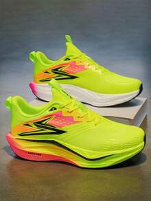 Tênis de Corrida Rodoviária Masculinos, Tênis Esportivos Respiráveis e Confortáveis - Adequados para Todas as Estações, Tênis Esportivos Casuais e da Moda para Atividades ao Ar Livre, Corrida, Caminhada, Exercícios na Academia, Exercícios no Parque e Uso Casual Diário, Tênis Esportivos Combinados para Casais - Verde fluorescente - Visão 6