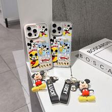 This Disney Mickey Mouse Pattern Lanyard Phone Case Features A Strong Magnetic Closure And Full Coverage Of Acrylic And TPU Material. It's Shockproof, Lightweight, And Suitable For IPhone17/16/11/13/15/15 Plus/15 Pro/15 Pro Max/12/14 Pro Max/11 Pro Max/12 Pro/12 Pro Max/13. It's A Popular Birthday Gift, Business Gift, Durable, Stain-Resistant, And Fingerprint-Resistant New Phone Case For Men And Women. It Also Includes A Mickey Mouse Phone Case And Mickey Mouse Doll Bracelet. Compatible With SamsungGalaxy S20, S21, S22, S23, And S24 Series. It's The Perfect Gift For Friends And Family. This Stylish Phone Case Is Fun, Lightweight, And Durable. IPhone17 Pro Max Phone Case, Minnie Phone Case. - Màu xanh lam - Xem 8