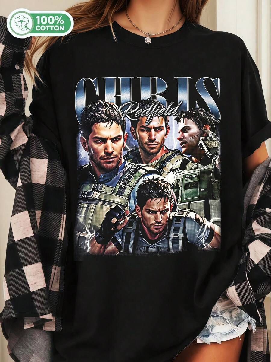 Limited Chris Redfield Vintage T-Shirt, Gift For Women And Man Unisex T-Shirt - Black - View 1