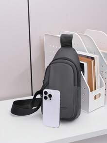 2026新款男士极简斜挎包，时尚休闲单肩包，大容量运动小背包 - 灰色 - 查看 2