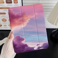 1 Unique Sunset Glow Print Acrylic 70% Off Stand Protective Case, Anti-Drop, Adjustable, With Auto Sleep/Wake Function, Foldable And Lightweight Mixed-Material Protective Cover, Suitable For  10th Generation (2022),  7/8/9 (10.2inch),  Air 3/ Pro 10.5inch ,  Pro 11inch (2018/2022/2021),  Air 4/5 (10.9inch),  Pro 11inch 2024 Model,  5th Generation/Pro 9.7inch ,  Air/Air 2 9.7inch (2017/2018) - 無色 - 查看 6