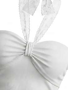 Áo croptop ren dây mảnh hở lưng gợi cảm, áo vest không tay ôm sát cho mùa hè - trắng - Xem 8