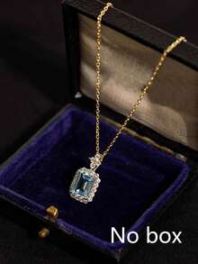 Nooxian 1 chiếc mặt dây chuyền hình chai nước hoa Aquamarine hình học, thiết kế sang trọng với mặt dây chuyền đá Zirconia, dây chuyền đeo xương đòn, món quà độc đáo dành cho phụ nữ. - Vàng - Xem 5