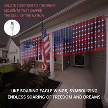 1PC, 210LED USB Powered American Flag LED Curtain String Lights 4th Of July Patriotic Fairy Lights For Independence Day Home Garden Yard Patio Balcony Indoor Outdoor Festival Celebration Bedroom Living Room Decor (Without Battery) - LED String Light - View 7