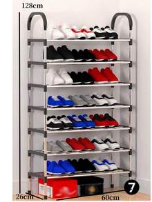 ALUMINUM TUBE SHOE RACK 4/5/6/7/8 LEVELS - Black - View 14