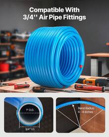 Air Compressor Line Kit, 200FT X 3/4", HDPE-Aluminum Compressed Air Piping System, Leak-Proof & Easy-To-Install, Compressed Air Line Tubing Kit For Garages Workshops, Blue - 200FT X 3/4" Blue - View 3