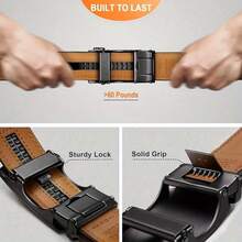 Ceinture pour hommes DOOPAI, ceinture réglable à cliquet, ceinture en véritable de 1 3/8 pouces, longueur personnalisable, boîte cadeau incluse, convient pour les occasions décontracté, professionnelles, cadeaux pour petit ami, mari, père, port quotidien, mode polyvalente, adapté pour les adolescents, extérieur, vacances, sports, voyage, rue, bohème, vintage - A - Voir 6