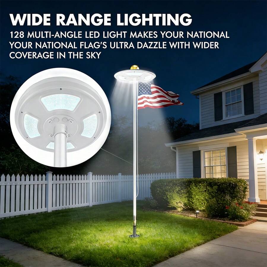 WIXHFG [Solar Flagpole Lights] Solar Flagpole Lights, Flag Lights, Camping Tent Lights, Garden Lights, Umbrella Lights, Ultra-Bright Solar-Powered Flagpole Lights, Dusk To Dawn - 128LED - 查看 1