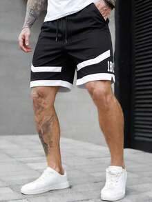 Men's Summer Casual Sports Basketball Outdoor Running Fitness Quick-Dry Shorts - Black - View 1