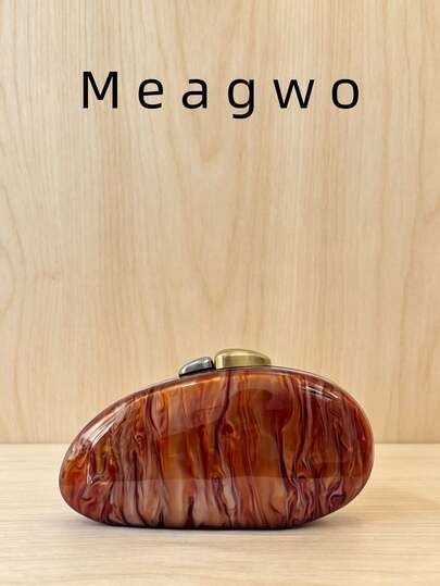 Retro Tortoiseshell Acrylic Women's Clutch Bag, 2-In-1 Handbag & Shoulder Bag, Formal Dress Bag For Wedding