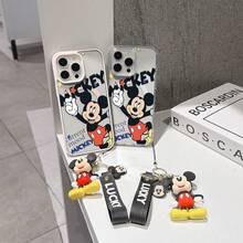 This Disney Mickey Mouse Pattern Lanyard Phone Case Features A Strong Magnetic Closure And Full Coverage Of Acrylic And TPU Material. It's Shockproof, Lightweight, And Suitable For IPhone17/16/11/13/15/15 Plus/15 Pro/15 Pro Max/12/14 Pro Max/11 Pro Max/12 Pro/12 Pro Max/13. It's A Popular Birthday Gift, Business Gift, Durable, Stain-Resistant, And Fingerprint-Resistant New Phone Case For Men And Women. It Also Includes A Mickey Mouse Phone Case And Mickey Mouse Doll Bracelet. Compatible With SamsungGalaxy S20, S21, S22, S23, And S24 Series. It's The Perfect Gift For Friends And Family. This Stylish Phone Case Is Fun, Lightweight, And Durable. IPhone17 Pro Max Phone Case, Minnie Phone Case. - màu đen - Xem 8