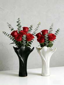 1 Stück moderne asymmetrische gerippte Vase, geeignet für Sommer Heimdekoration, einzigartiger skulpturaler dekorativer Blumenvasen, kann als Mittelpunkt Dekoration für Wohnzimmer, Schlafzimmer, Badezimmer, Eingangsbereich verwendet werden, künstlerische Vase für Regale, Kaminsims, Couchtisch, geeignet für frische oder künstliche Blumen, minimalistische dekorative Vase, ideal als Hochzeits-, Brautparty-, Einweihungsgeschenk - A - Übersicht 12