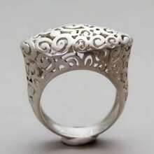 1pc Vintage Asymmetrical Angled Ring, Suitable For Women. This Is An Ideal Jewelry Gift For Weddings, And A Perfect Present For Her. - Silver - View 1