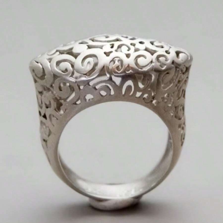 1pc Vintage Asymmetrical Angled Ring, Suitable For Women. This Is An Ideal Jewelry Gift For Weddings, And A Perfect Present For Her. - Silver - View 1
