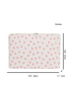 1pc Solid Color Minimalist Luxury Laptop Sleeve, Notebook Tablet Carrying Case, 11"/13"/15" Computer Bag, Sweet Girl Design With Hollow Heart Print, Casual Unisex Tablet Protective Cover - Merah - View 12