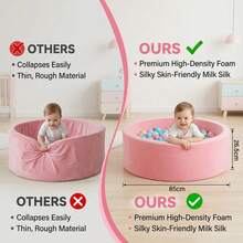 Soft Memory Sponge Foam Ball Pit For Toddlers & Babies – Large Indoor Outdoor Playpen, Kids Ball Pool, Activity Center Gift For Infants Boys And Girls (Pink, Balls Not Included) - 粉色 - 查看 4