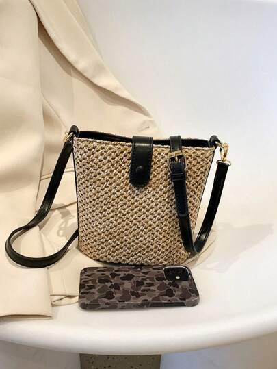 HAILIAN Bohemian Style Handmade Straw Woven Bag, Lightweight Portable Crossbody Bag, Ideal For Daily Outings, Travel, Women's Gift