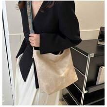 Women's High-Quality PU Bucket Bag, Wide Adjustable Printed Strap, Casual Street Style For Everyday Use - 象牙色 - 查看 10
