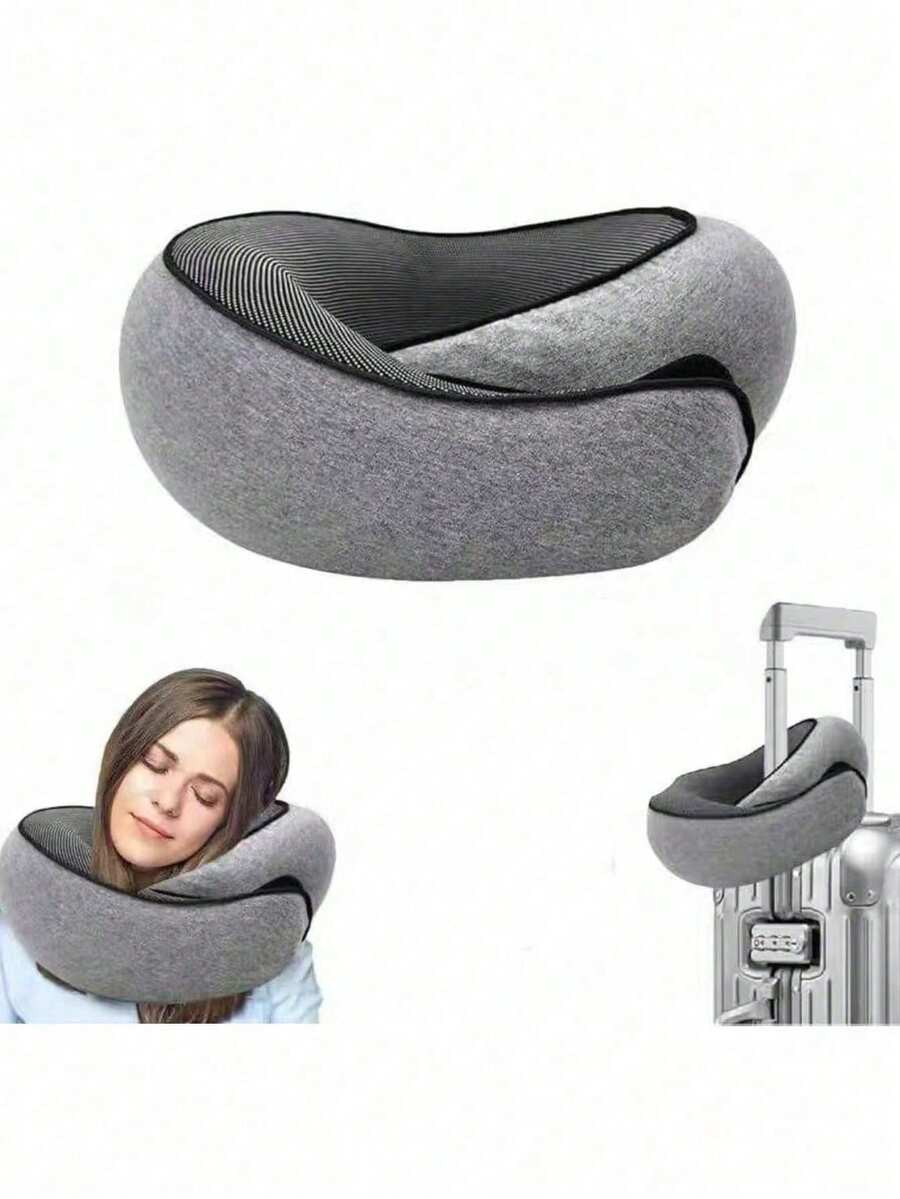 U-Shaped Neck Pillow, Comfortable Memory Foam Travel Pillow, With Breathable Pillowcase, Portable Detachable Outdoor Airplane Travel Pillow Set, Memory Foam Neck Pillow, Snail Neck Pillow, Travel Pillow, Neck Pillow, 360° Travel Neck Pillow, Machine Washable, Suitable For Airplanes, Offices, Cars, And Home Leisure. - 彩色 - 查看 1