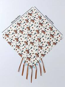 1 pièce Foulard bandana de style cowboy occidental avec imprimé de cheval et fer à cheval, avec pendentif turquoise. Polyvalent pour un port quotidien pour femmes - Multicolore - Voir 6
