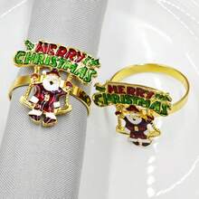 Christmas Napkin Rings – New Electroplated Metal Napkin Holders, Holiday Table Decor - 聖誕老公公 - 查看 1