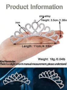 1件镀银合金心形发梳，新娘皇冠生日派对发饰，优雅公主发饰，角色扮演，服装配饰，情人节配饰，婚礼发饰 - 銀色 - 查看 11